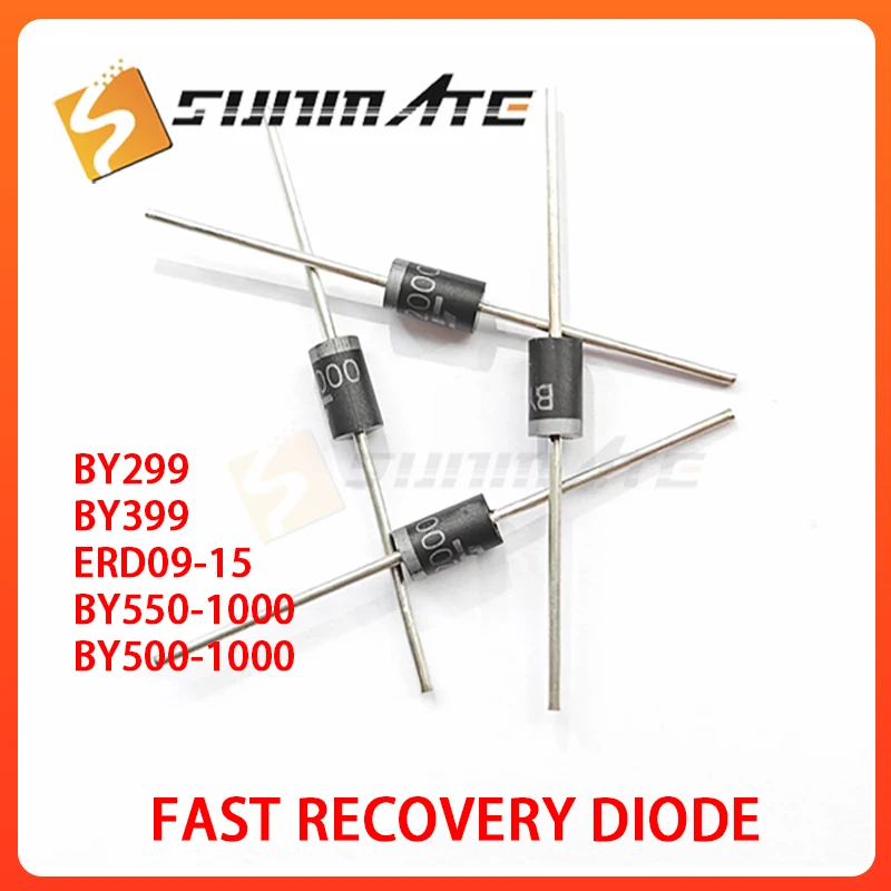 30PCS  BY299 BY399 ERD09-15 BY550-1000 BY500-1000  DO-27 fast recovery diode