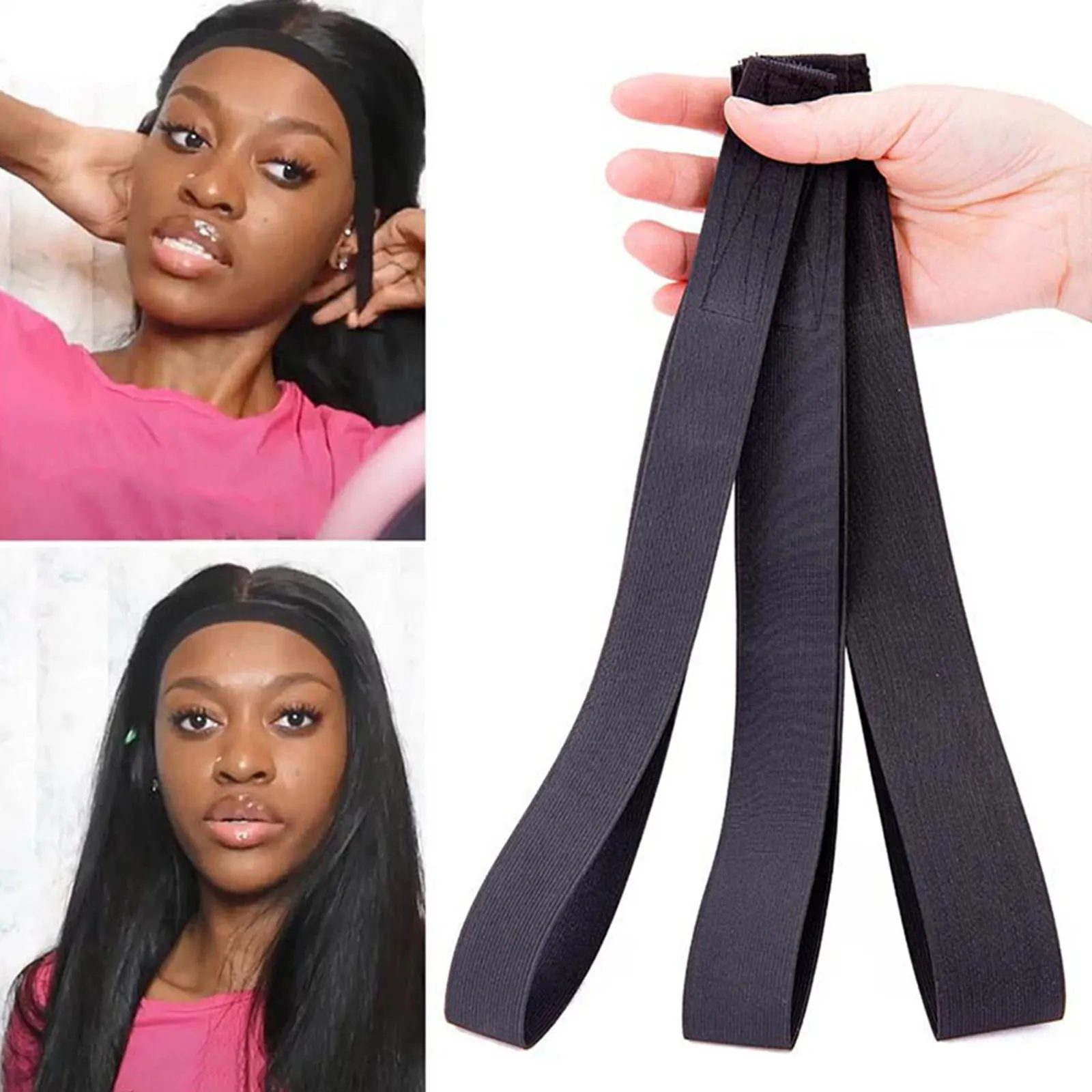 3Pcs Band Elastic Fixed Head Rim Band Lightweight Non-Skid Breathable Strap Hair Cover Accessory Wigs Strap