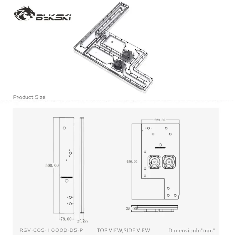 BYKSKI Distro Plate Use for CORSAIR 1000D Computer Case Water Reservoir Support Doubel Pump Loop Cooler RGV-COS-1000D-D5-P