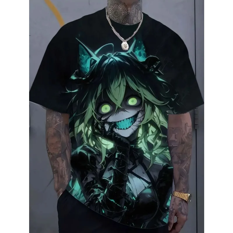 

3D Printed Cool Girl T-Shirt For Men Cute Monster Pattern T-Shirts Summer Loose Women Short Sleeve Tees Round Neck Sportwear Top