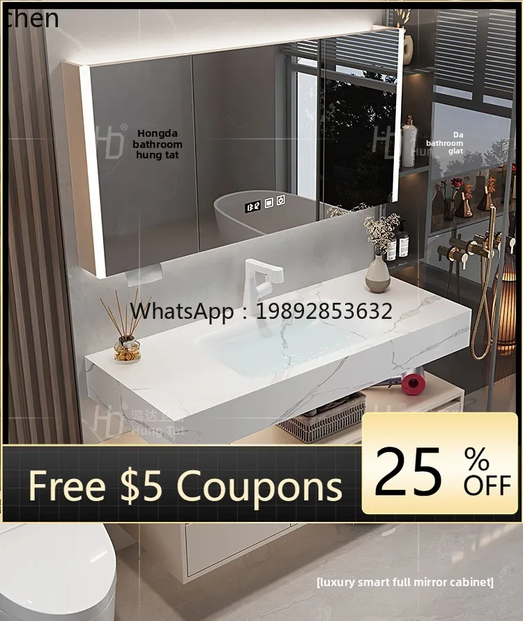 

ww bathroom cabinet rock slab seamless integrated basin washstand hand and face basin cabinet combination