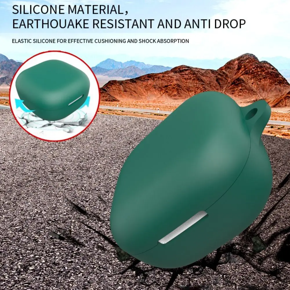 Silicone Earphone Case Dustproof with Carabiner Bluetooth Headphone Cover Shockproof Anti Drop for Anker Soundcore R60i NC view 4