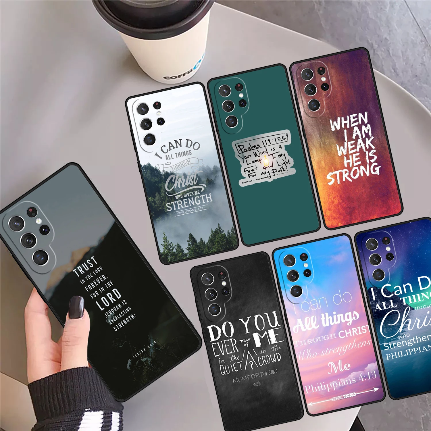 

Чехол для телефона с христианскими цитатами Библии Иисуса Христа для Samsung Galaxy S25 S24 Ultra S23 S22 Plus S21 FE S20 Note 10 Pro lite