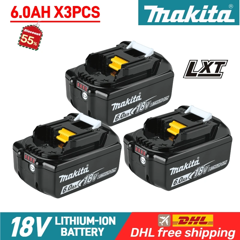 

100%genuine BL1860B Makita battery 18V 6.0Ah rechargeable battery, for Makita DTW300 DDF487 DTD172 DGA404 Power Tools Battery