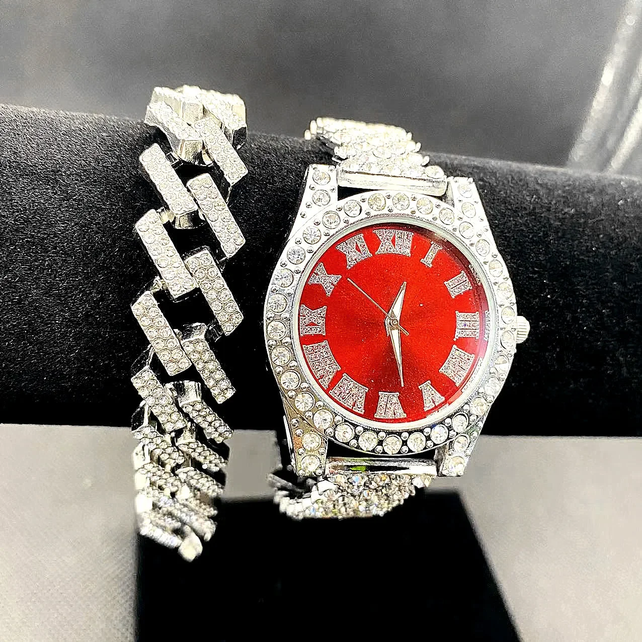 

Часы Full Iced Out для женщин, блестящий теннисный браслет, часы с зеленым водным призраком, женские часы, женский модный комплект ювелирных изделий, подарок Reloj