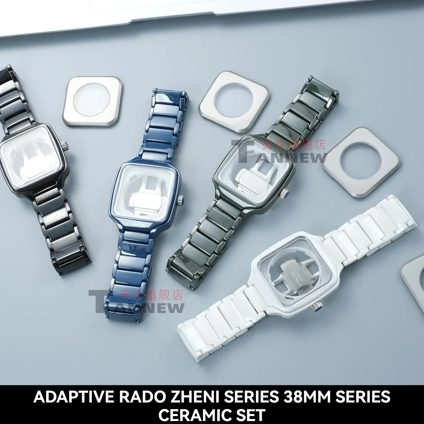 

For Rado True Thinline R27083202 38mm, Full Ceramic Case & Strap Replacement Kit, Watch Housing and Band for True Series