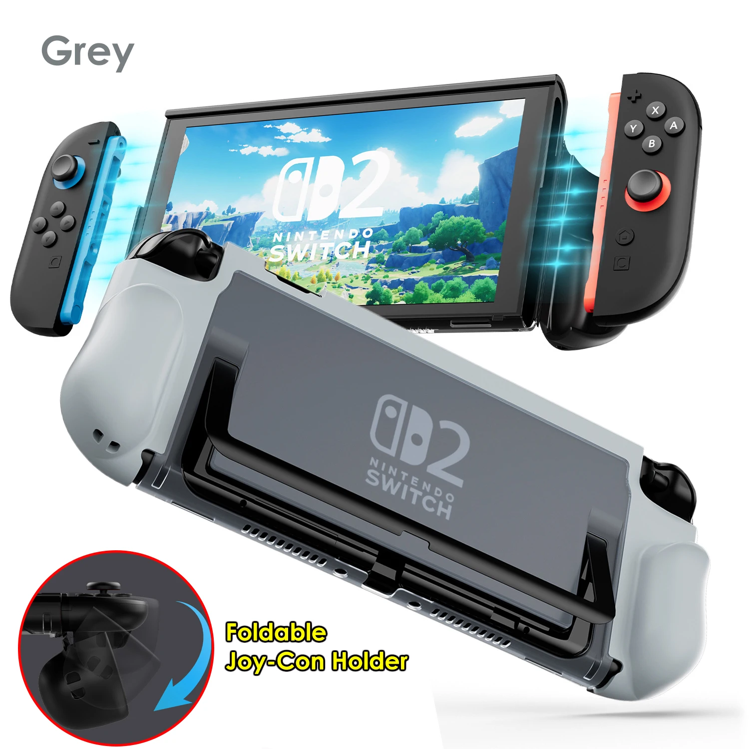 Schutzhülle für Switch 2 (2025), NS 2, TPU-Schutzhülle, kratzfest, stoßdämpfend, ergonomisches Griffdesign für NS2 – Detail 24
