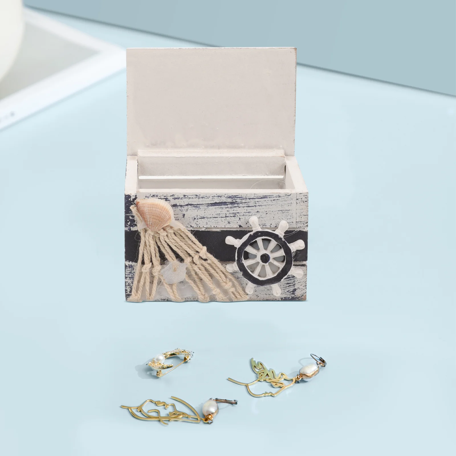 

Mediterranean Style Wooden Jewelry Box Large Capacity Ring Earring Necklace Organizer Storage Case for Vanity Desktop Home Decor