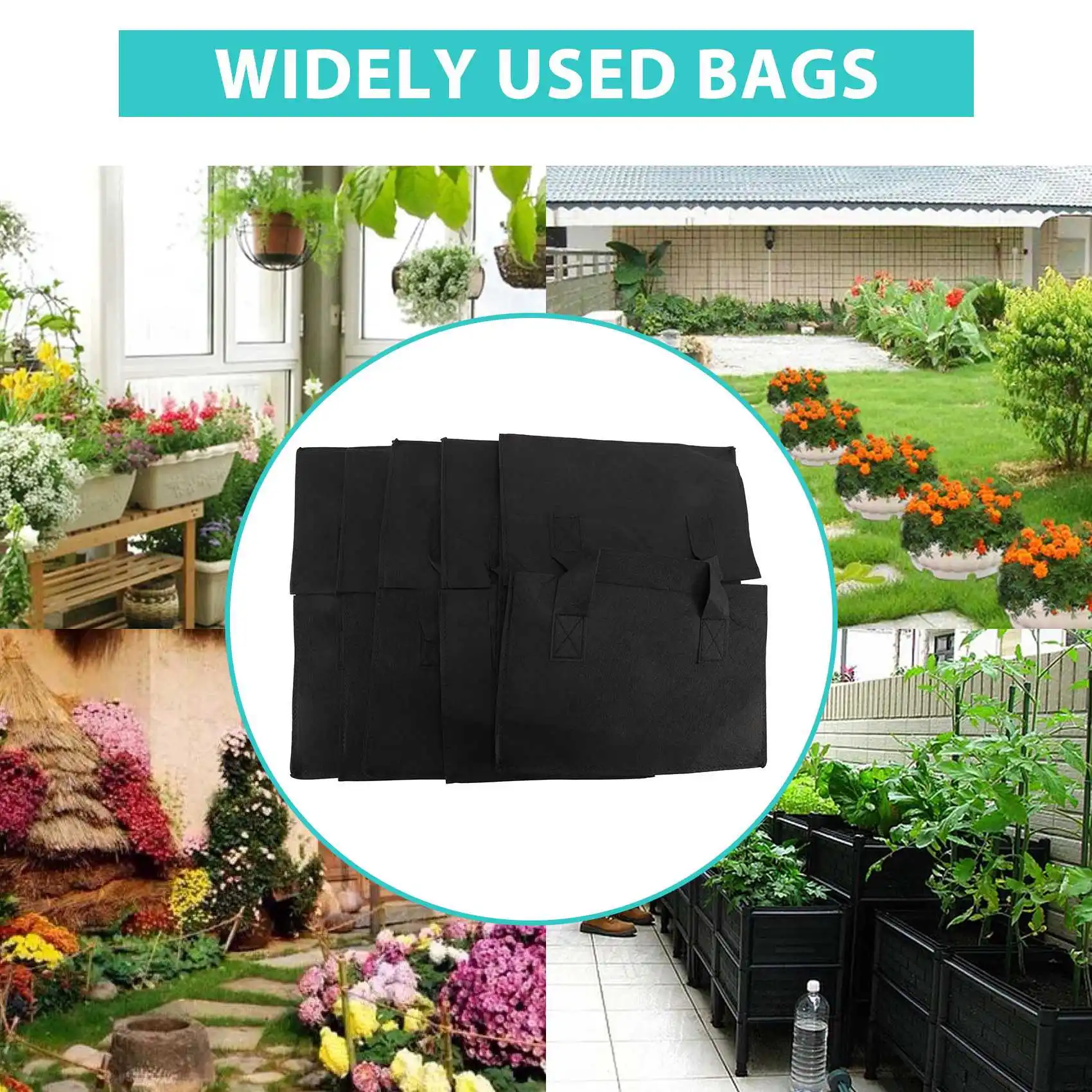 US bag5 Pack Borsa per coltivazione di fiori da giardino quadrata con letto da giardino rialzato in tessuto