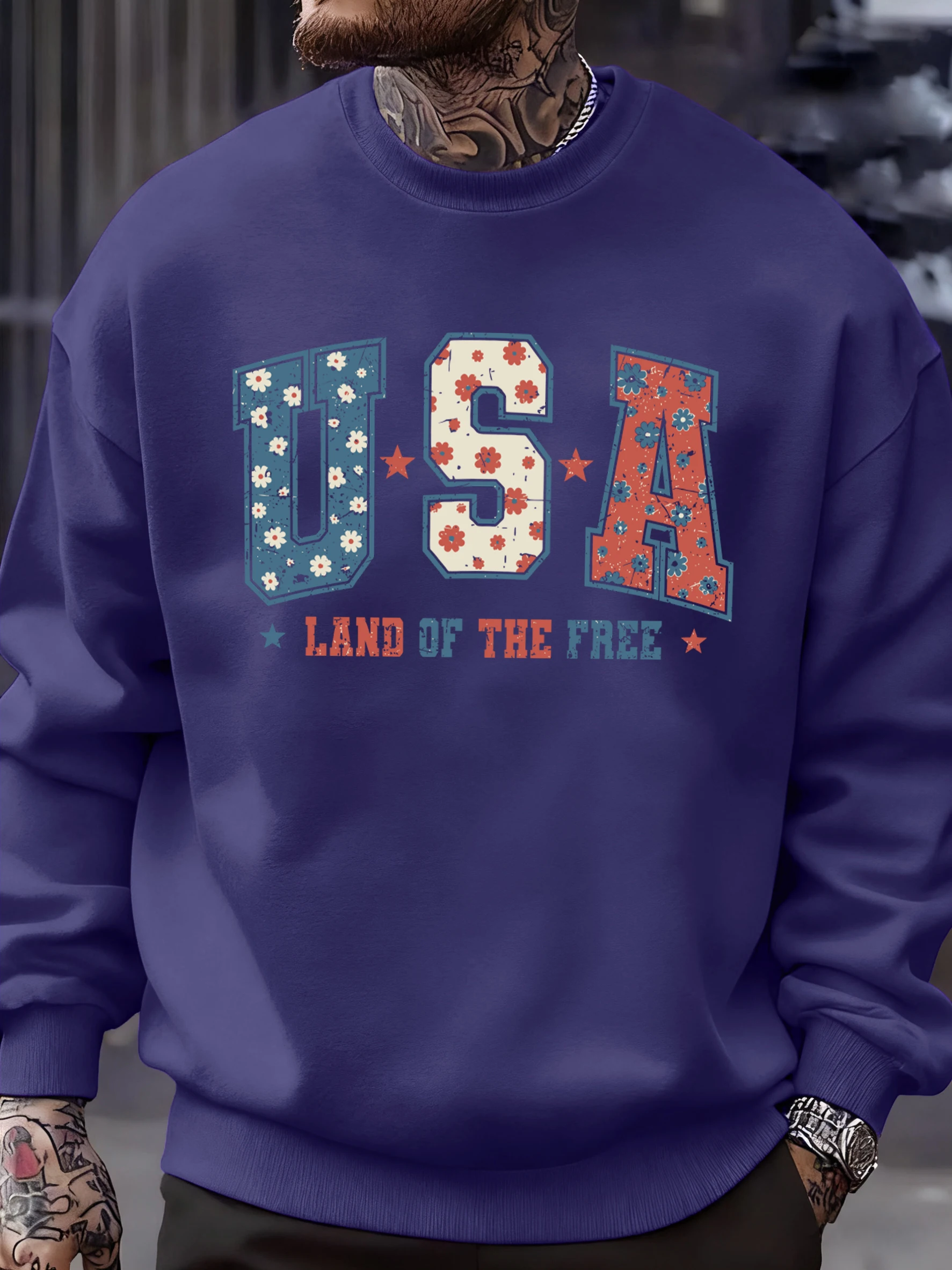 

Мужские пуловеры с принтом «США художественных узоров», мягкие повседневные осенние свободные уличные одежды с длинными рукавами, флисовая одежда унисекс с круглым вырезом