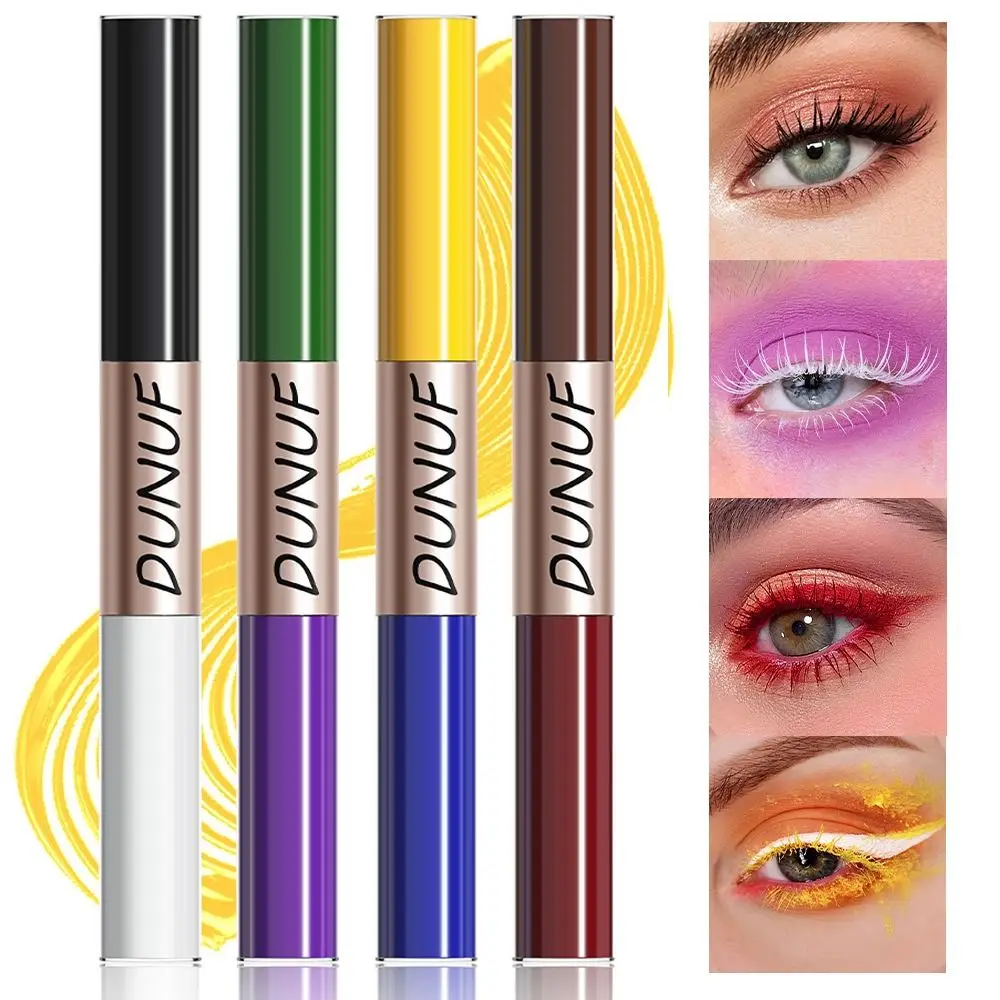 Mascara colorato a prova di sbavature Mascara volumizzante allungante a doppia testa Strumento per il trucco degli occhi a lunga durata per feste e look giornalieri