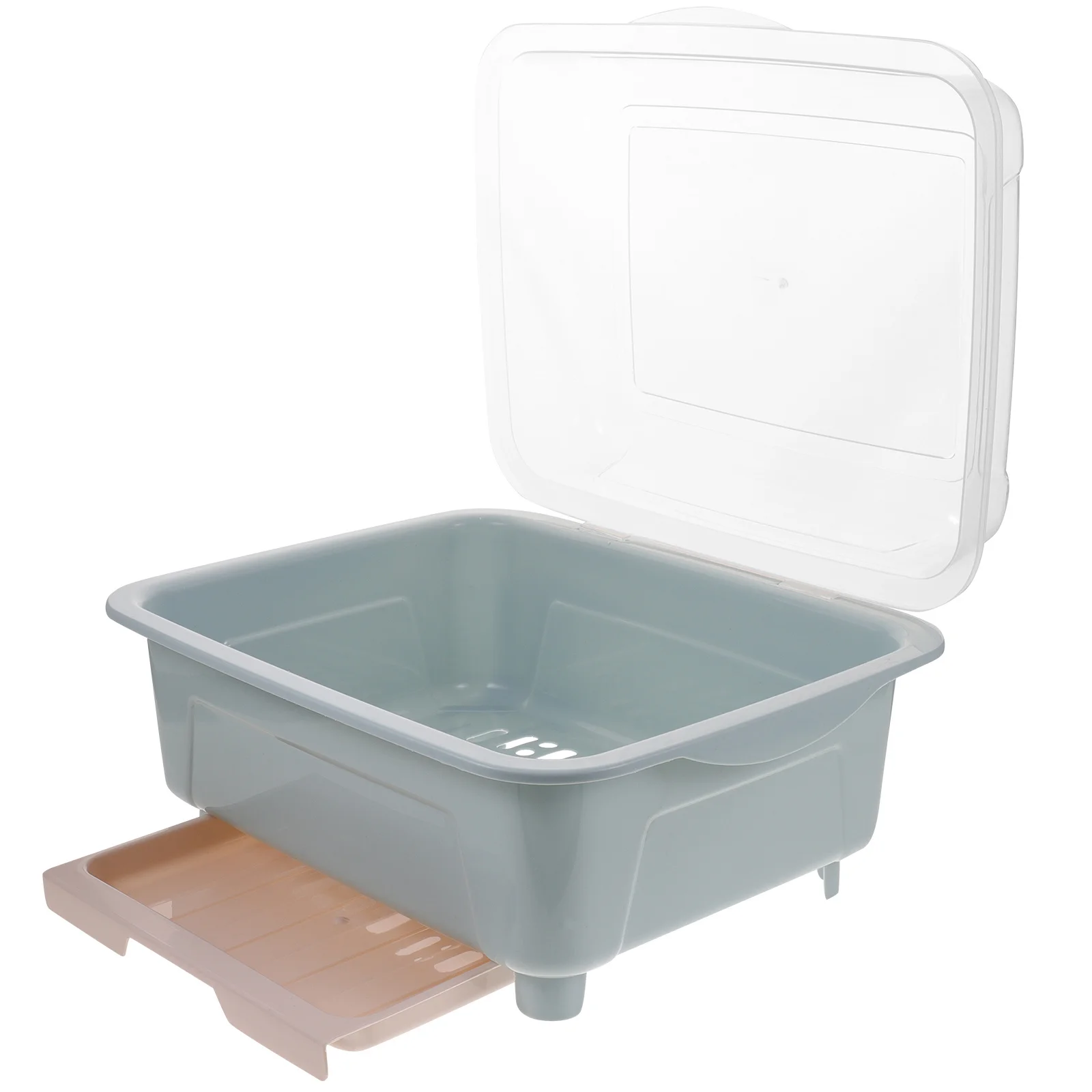 Stendino per piatti Piatto scolapiatti per posate da cucina Coperchio per tazza Vassoio antigoccia Copertura trasparente Superficie liscia Vassoio staccabile dal design elegante