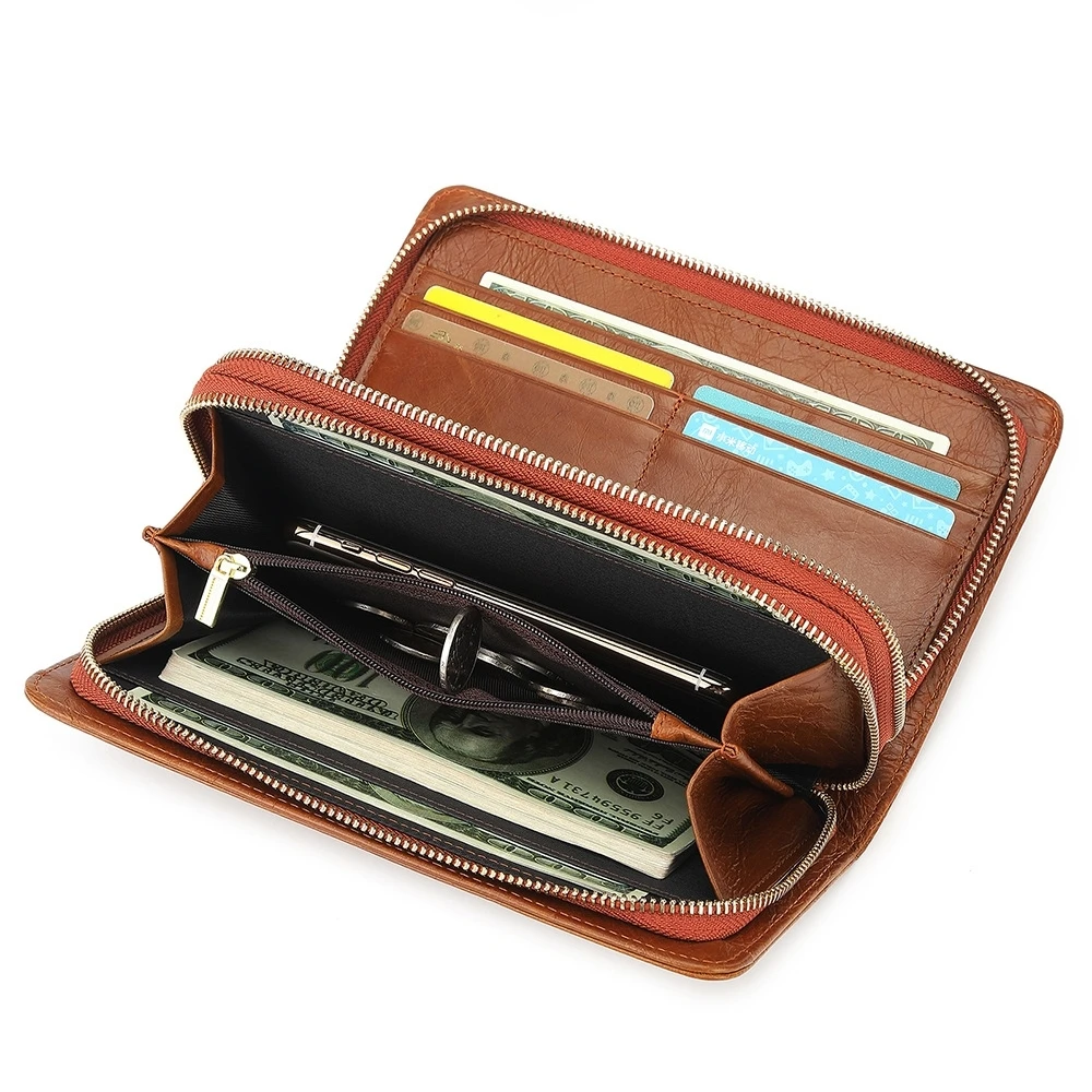 High Quality Luxury Men's Purse Real Leather Multifunction Card Phone Clutches Male Wallet Coin Purses cartera hombre 동전지갑