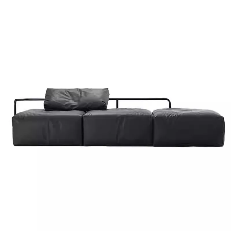 

Designer Black Leather Triple Sofa Wabi Vintage Studio Living Room B & B