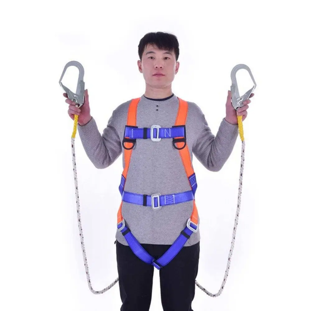حزام أمان بخطاف مزدوج مقاوم للاهتراء، حزام أمان لكامل الجسم، حبل أمان على ارتفاعات عالية، حزام أمان للتسلق في الهواء الطلق