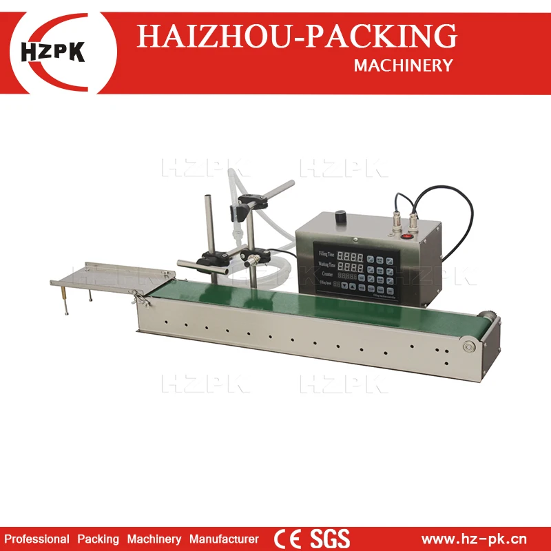 HZPK Table Top Digital Control Electric Small Volume Plastic Bottle Water Cosmetic Liquid Oil Filling Machine With Conveyor Auto