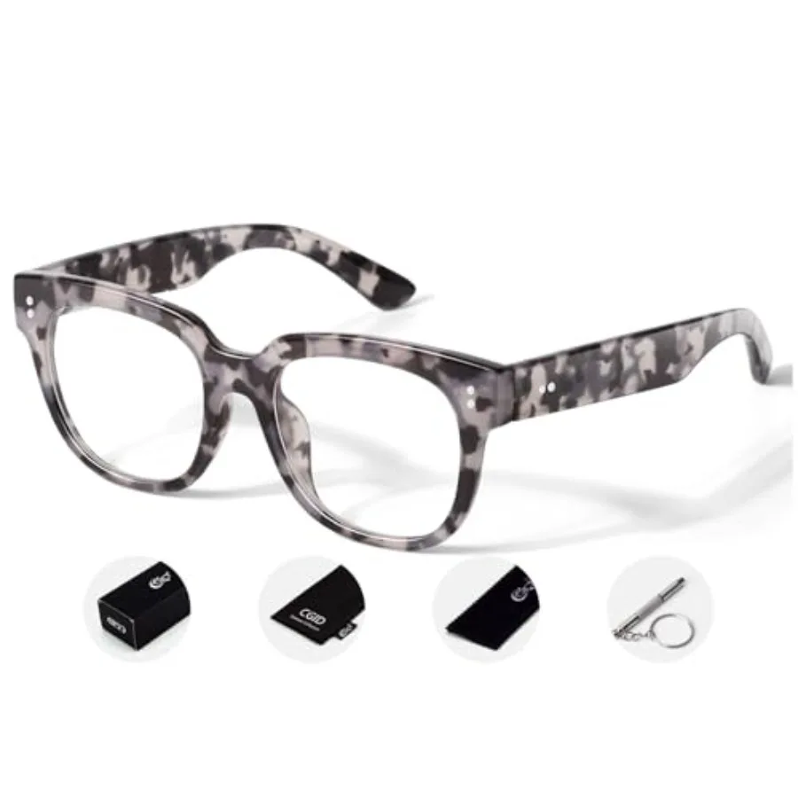 CGID Oversized Clear Lens Fake Glasses Women Men, 100% UV400 Protect, Tick Big Square Frame Fas Eyeglasses