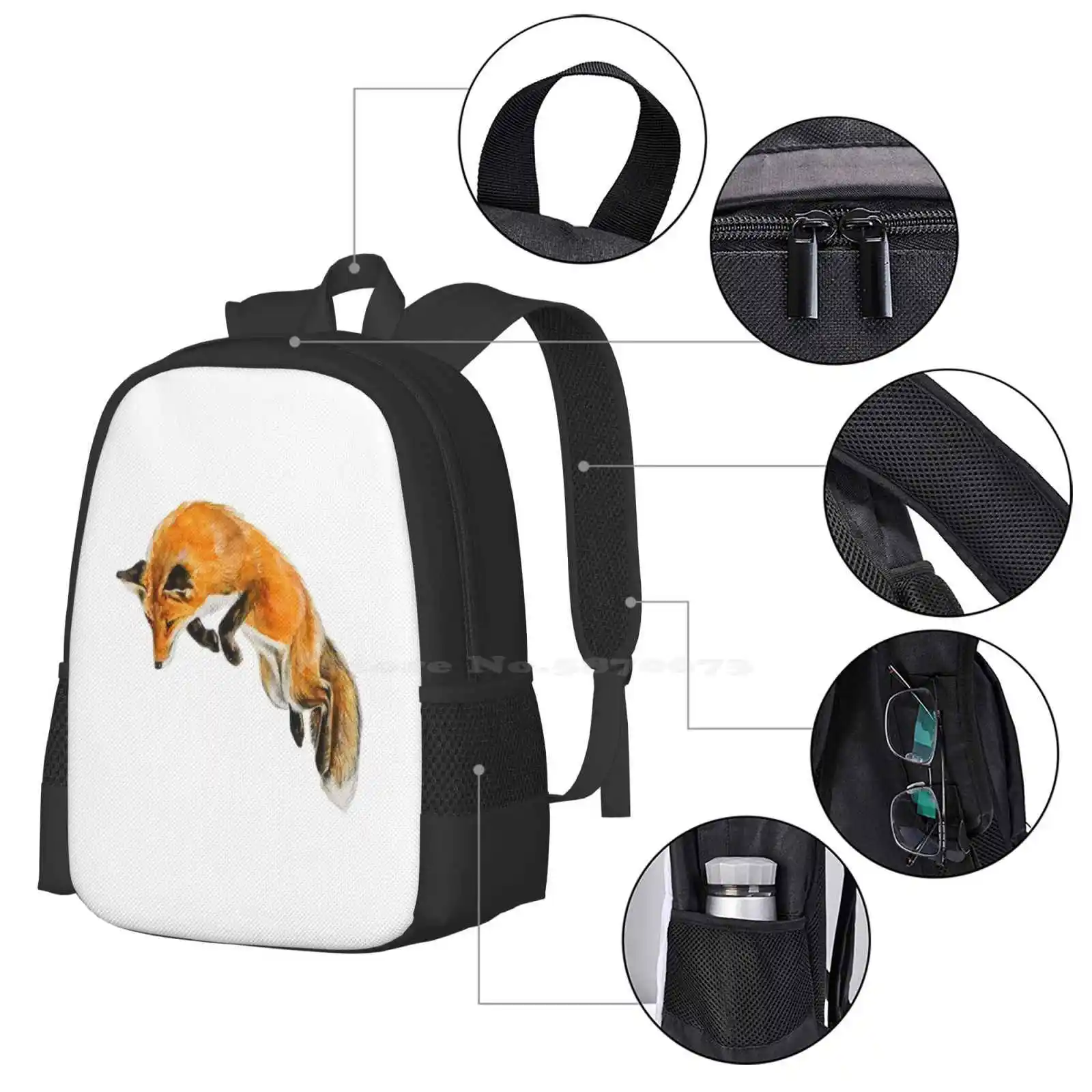 Fox-bolsas divertidas de animales para estudiantes, morral colorido para zorros, Adorable, ideal para Primavera, novedad