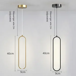 Modern Minimalista LED Luz Pingente Lustre Para Quarto Restaurante Sala de Ouro Preto Pendurado Lâmpadas Decoração Led Lustre 10 principais vendas lustres pendentes dourados - №7