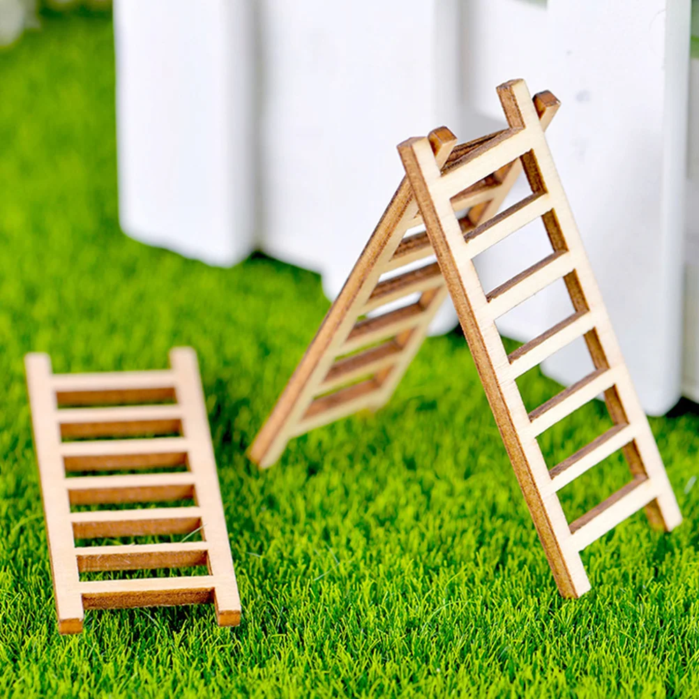 15 Pcs Small Staircase Ornaments Simulation Ladder House Mini Decor Decoration Wooden Photo Props Bonsai Stairs