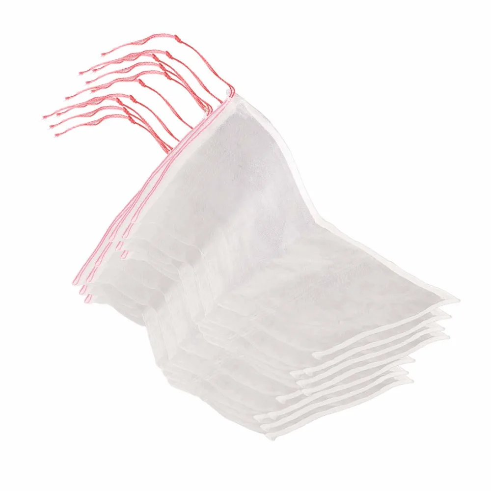 50PCS Durable Nylon Fruit Protection Bags White Drawstring Design Garden Netting Bags Reusable Lightweight Fruit Netting Bags