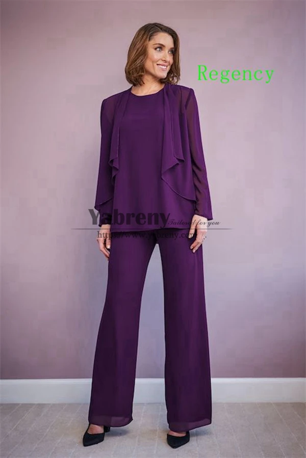 Three Piece Chiffon Under 100 Mother of the Bride Pant Suits Regency Spring Women's  Outfits