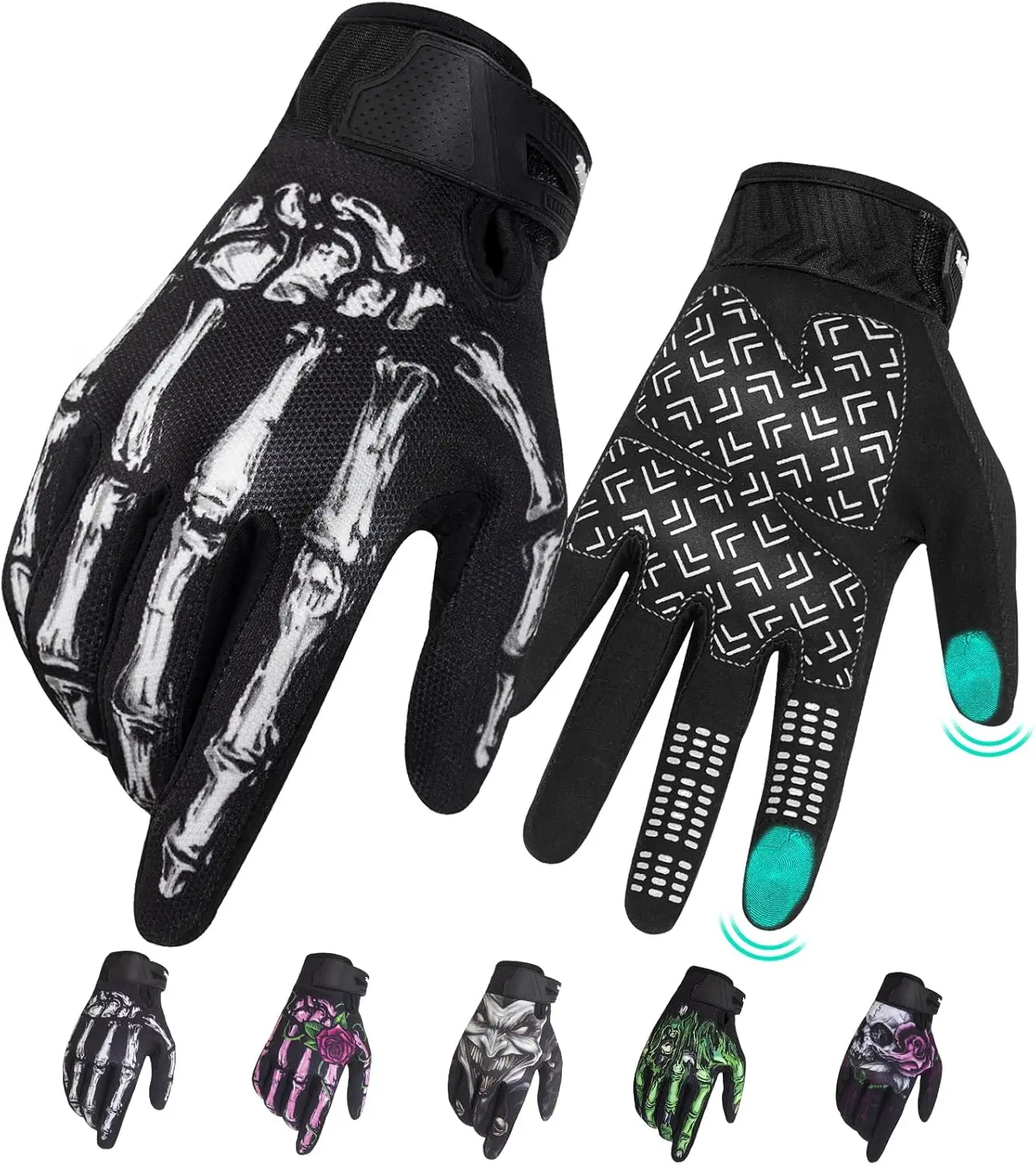 

Motorcycle Gloves for Men Women, Touchscreen Lightweight Dirt Bike Non-Slip Skeleton Riding Glove