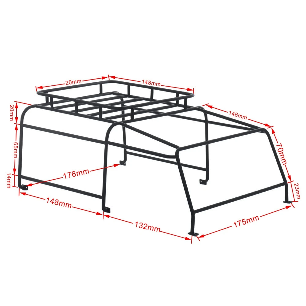 Vassoio per bagagli con portapacchi in metallo e acciaio per portapacchi per 1/10 RC Crawler Car Gelande II G2 D90 Parti di aggiornamento