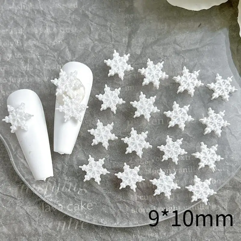 

Minimalist White Snowflake Christmas Nail Chams 3D Polygonal Pointed Snowflake Nail Art Decorations for DIY Manicure Supplies