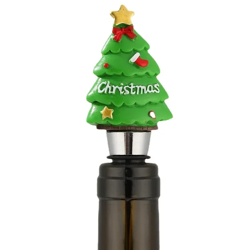 1pc Wine Bottle Stopper Decorative Christmas Tree Stopper Christmas Party Gift Bar Bottle Sealed Fresh Keeping Champagne Stopper
