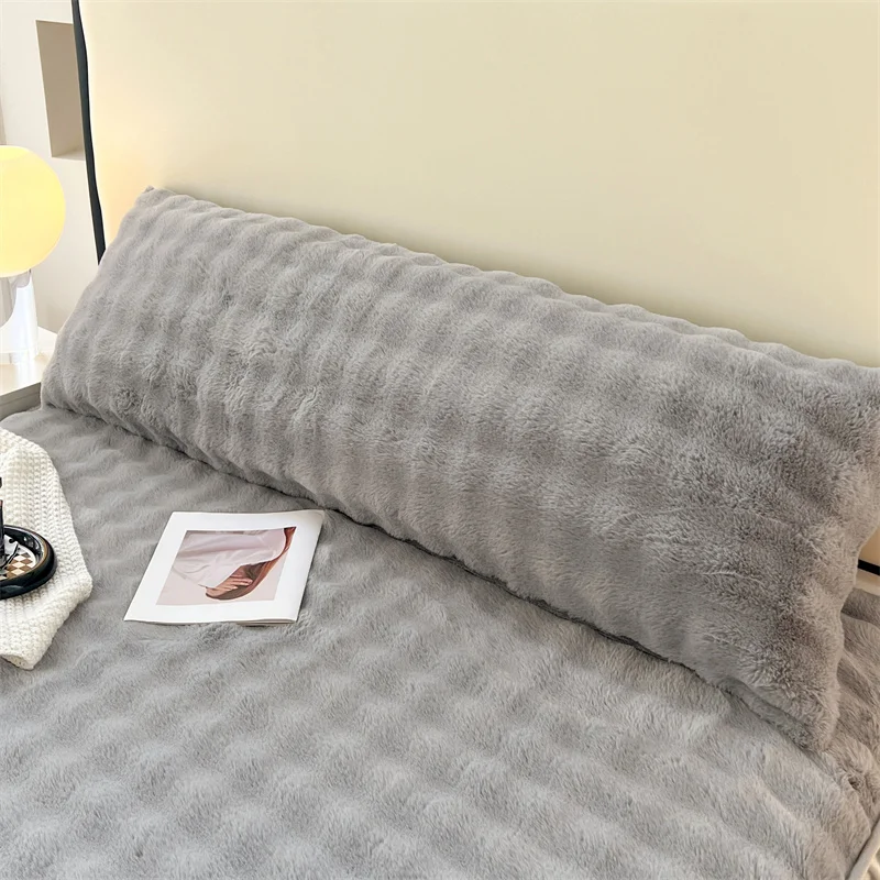 A solid-color plush extension pillowcase, 48*120cm, 150cm, 180cm (without core), modern and simple style