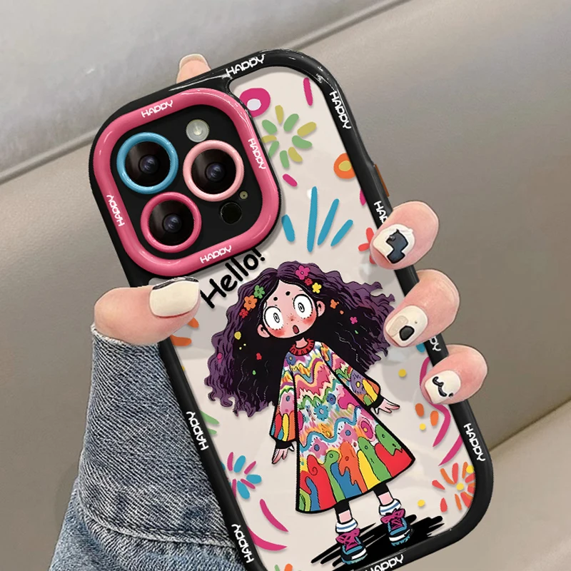 Cool Girl Phone Case For iPhone 11 Funda Silicone iPhone 13 14 15 12 Pro Max XR X XS 7 8 Plus 15pro 13pro Shockproof Cover Capa