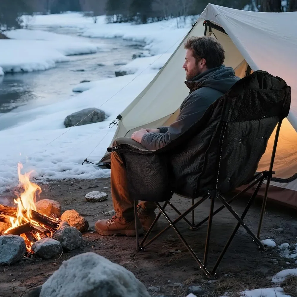 كرسي تخييم كبير الحجم من أبولو ووكر - كراسي تخييم شديدة التحمل بوزن 500 رطل للبالغين مع حامل أكواب وحقيبة تبريد، وعشب قابل للطي