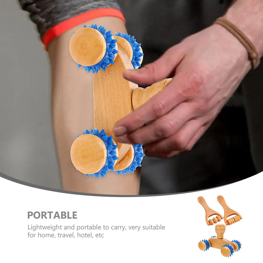 

3 шт., деревянные массажные инструменты, компактный деревянный массажер для ног, ролики, портативный массажер для спины, шеи, плеч, ног, деревянные массажные инструменты