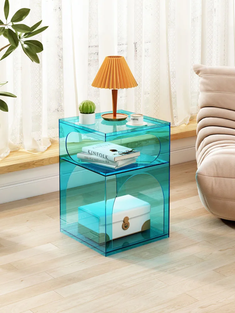 Luxury Acrylic Coffee Table,Living Room Sofa,Transparent Edge Cabinet,Storage Rack,Bedroom Bedside Tables,Furniture,Customized