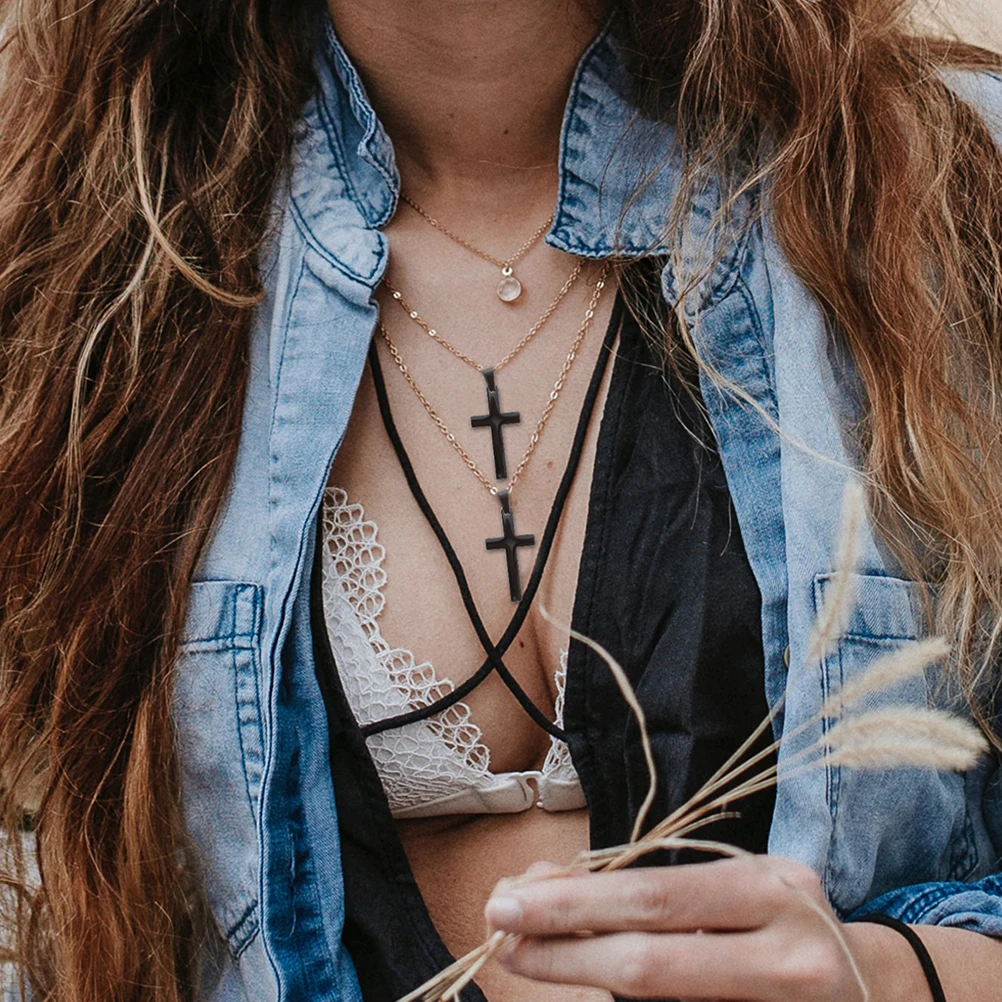 

3 Pcs Necklace Pendant Cross Beads Crosses for Jewelry Making Stainless Steel Pendants Necklaces Women's