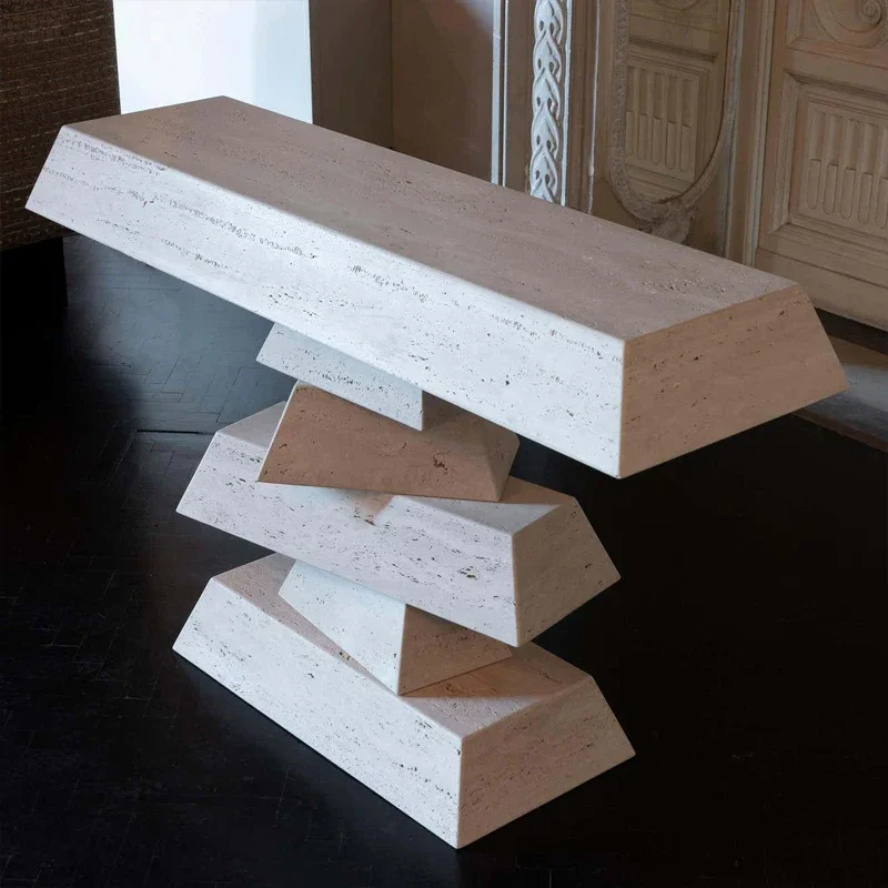 

Console Italian designer natural cave stone console table corridor wall art