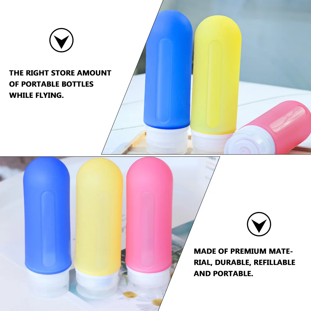 

5 Pcs Bottles Set Silicone Travel Lotion Refillable Empty Container Portable Navy
