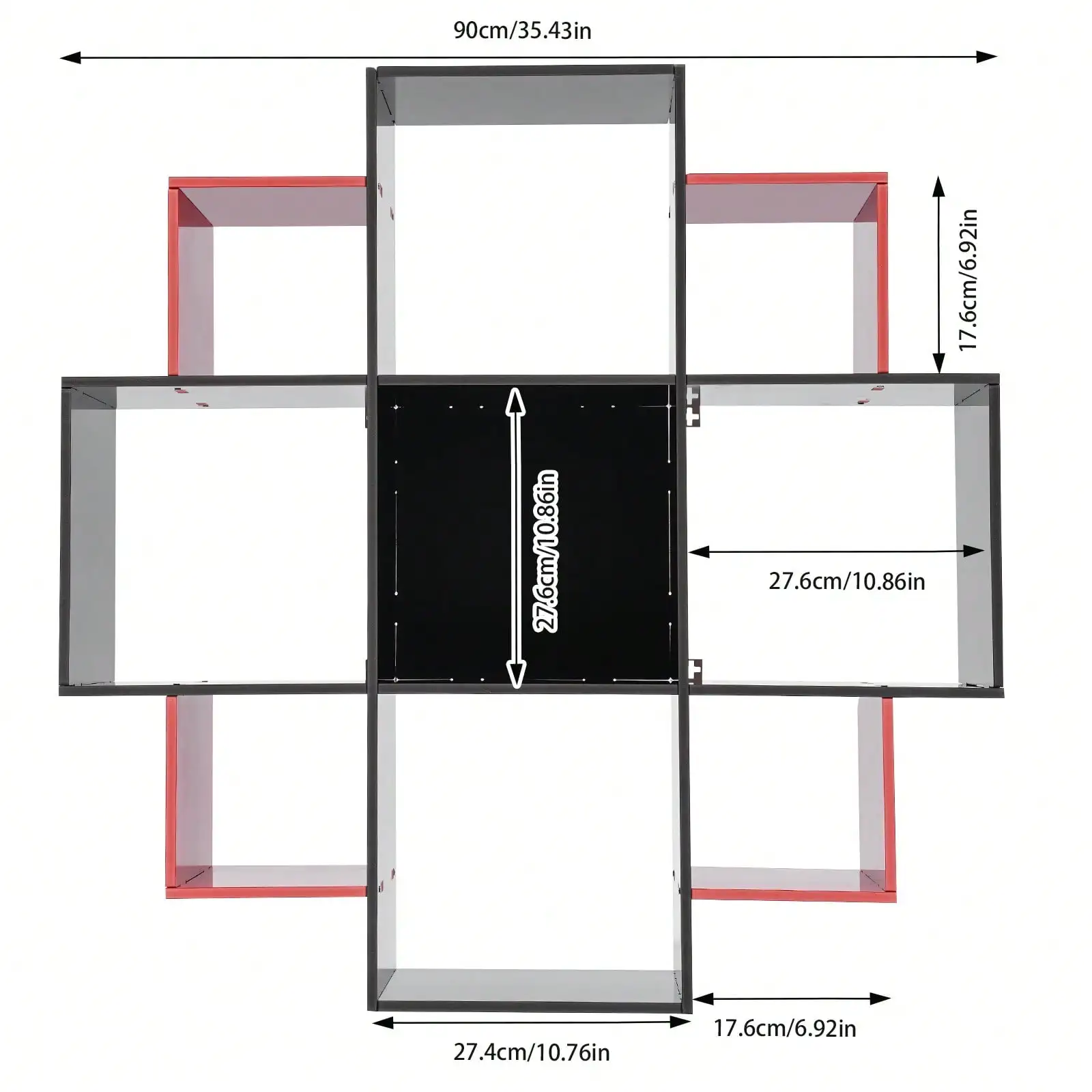 

3 Tiers Wall Shelf W/9 Compartments, 35.43in Long Floating Shelf For Wall Multi-Grid Wall Mounted Bookcase Up To 66.1lbs