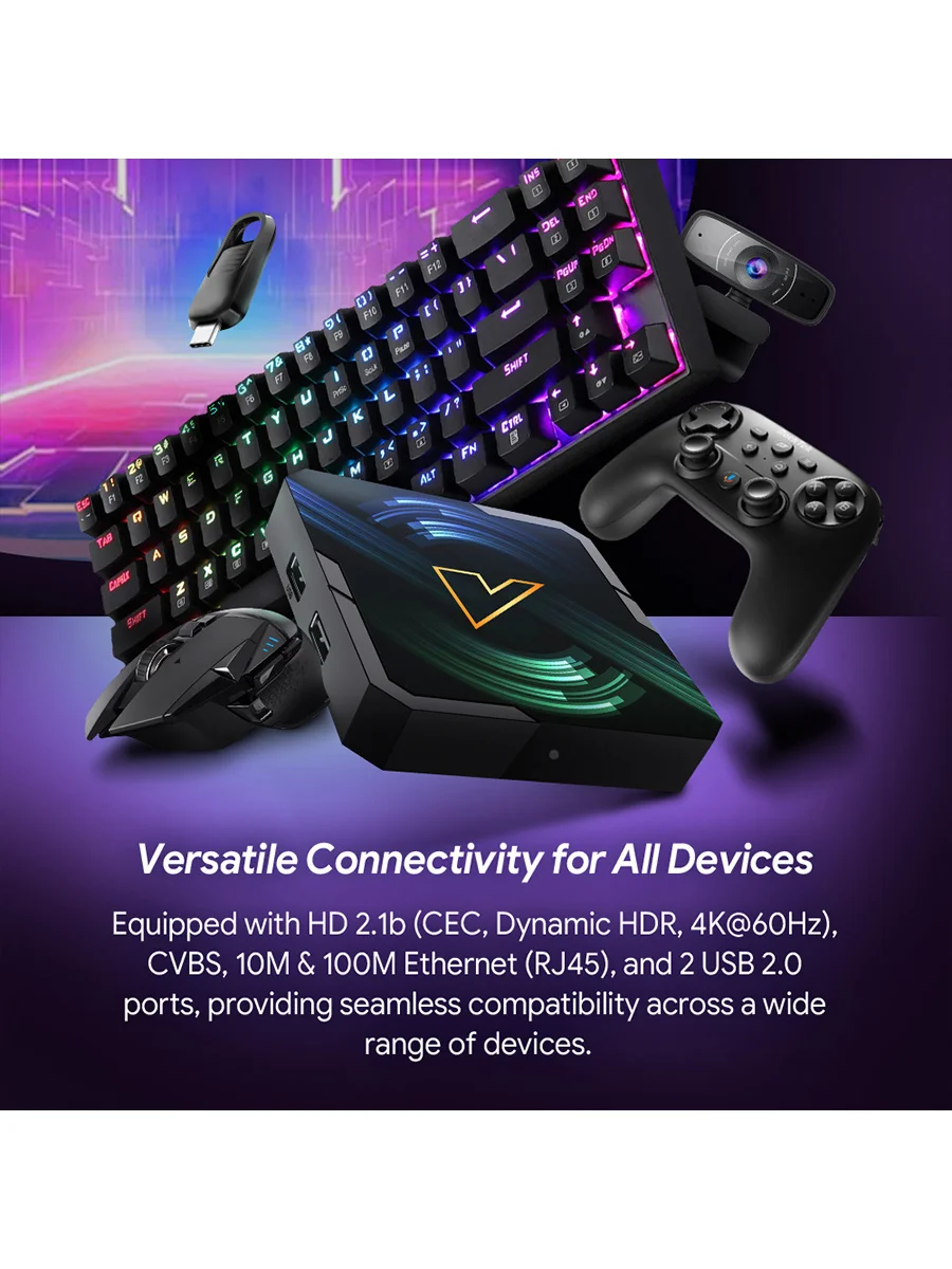 VONTAR ATV Android14 TV Box Realtek1325 CPU A55 Edge AI Mali-G57 GPU دعم AI-PQ AI-SR HDR Wifi6 مشغل الوسائط فك التشفير