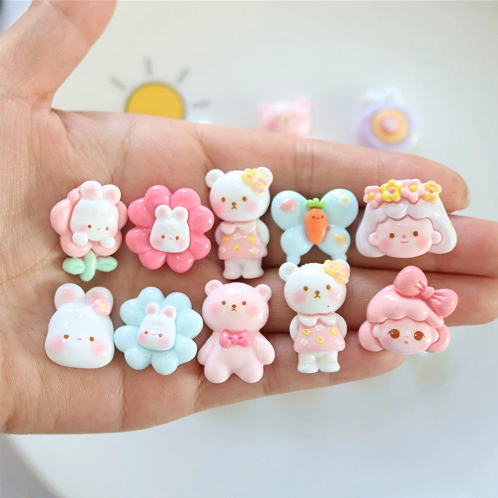 10PCS Shiny Butterfly Girl Series Miniature Flat Back Resin Cabochons For Hairpin Scrapbooking DIY Home Decor Craft Accessories