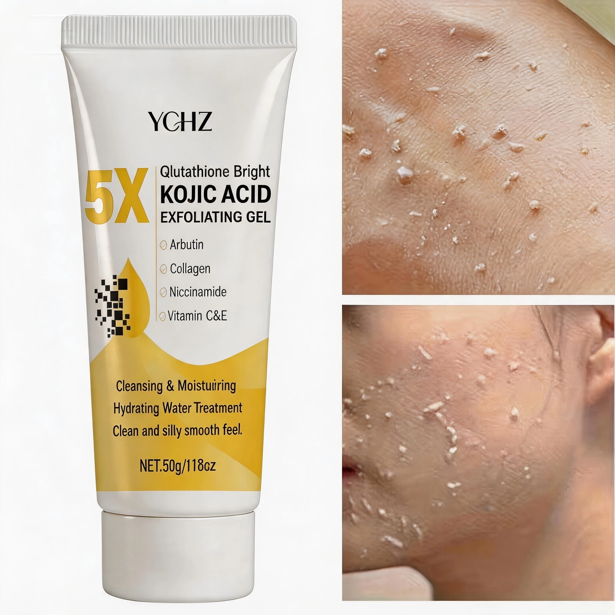 Kojic Acid Deep Cleansing Exfoliating Gel, Evens Out Skin Tone, Eliminates Dark Spots and Dullness, Long-Lasting Moisturizing and Pore-Cleansing - Non-Greasy, Suitable for Both Men and Women - Whitening and Moisturizing, for Day and Night Use, 50g view 3