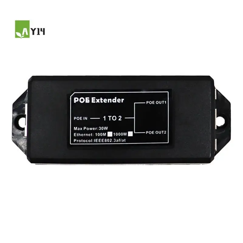 

AY14 -New 2 Port Gigabit 48V POE Extender 1000Mbps - IEEE 802.3Af/At Poe Repeater For IP Camera/NVR/AP, 100M Range Extender