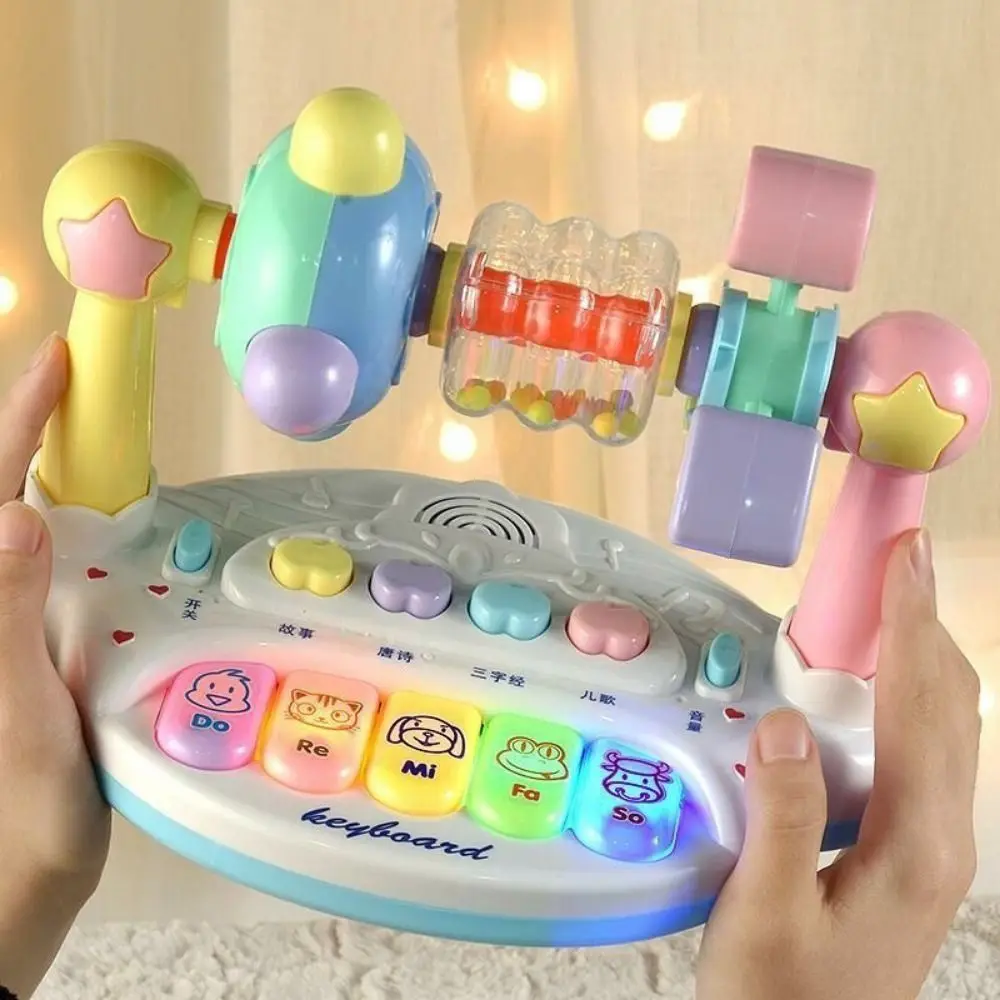 Interactive Baby Music Piano Rotating Bell Animals Sounding Rotating Music Piano Electric Flashing with Light Sound