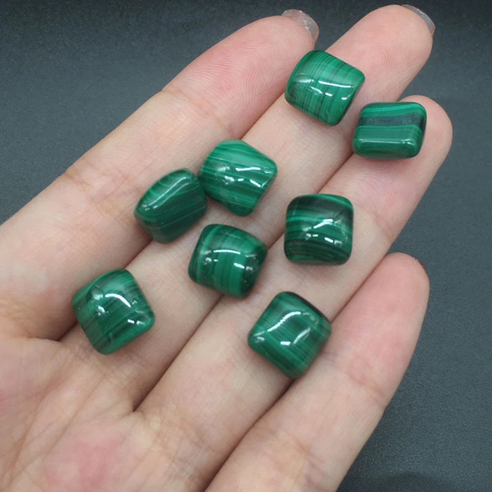 Natural Malachite Square Cabochon Bread Bead Loose Gemstone Semi finished DIY Pendant Jewelry