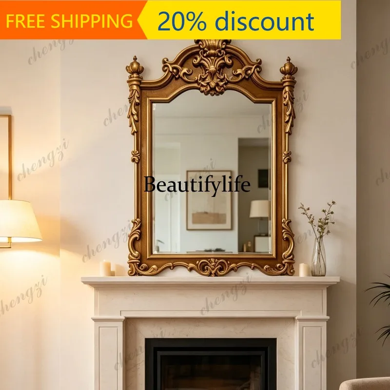 CC45  French makeup mirror American porch wall hanging retro court style decorative mirror bathroom mirror