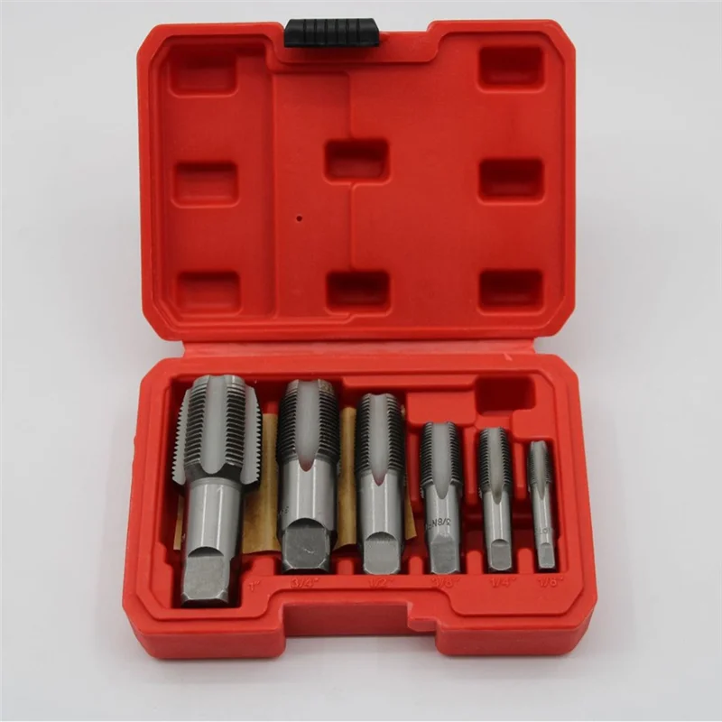 Threading Tool Kit NPT Pipe Tap Set 6 Pcs With Storage Case Thread Tapping Tool For Plumbing Projects
