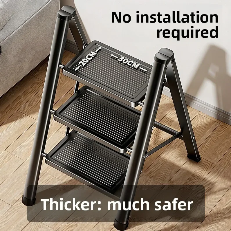 Household Folding Ladder Thickened Three Four Steps Compact Nook Safety Stool Folding Ladder Lightweight Indoor Portable Stair