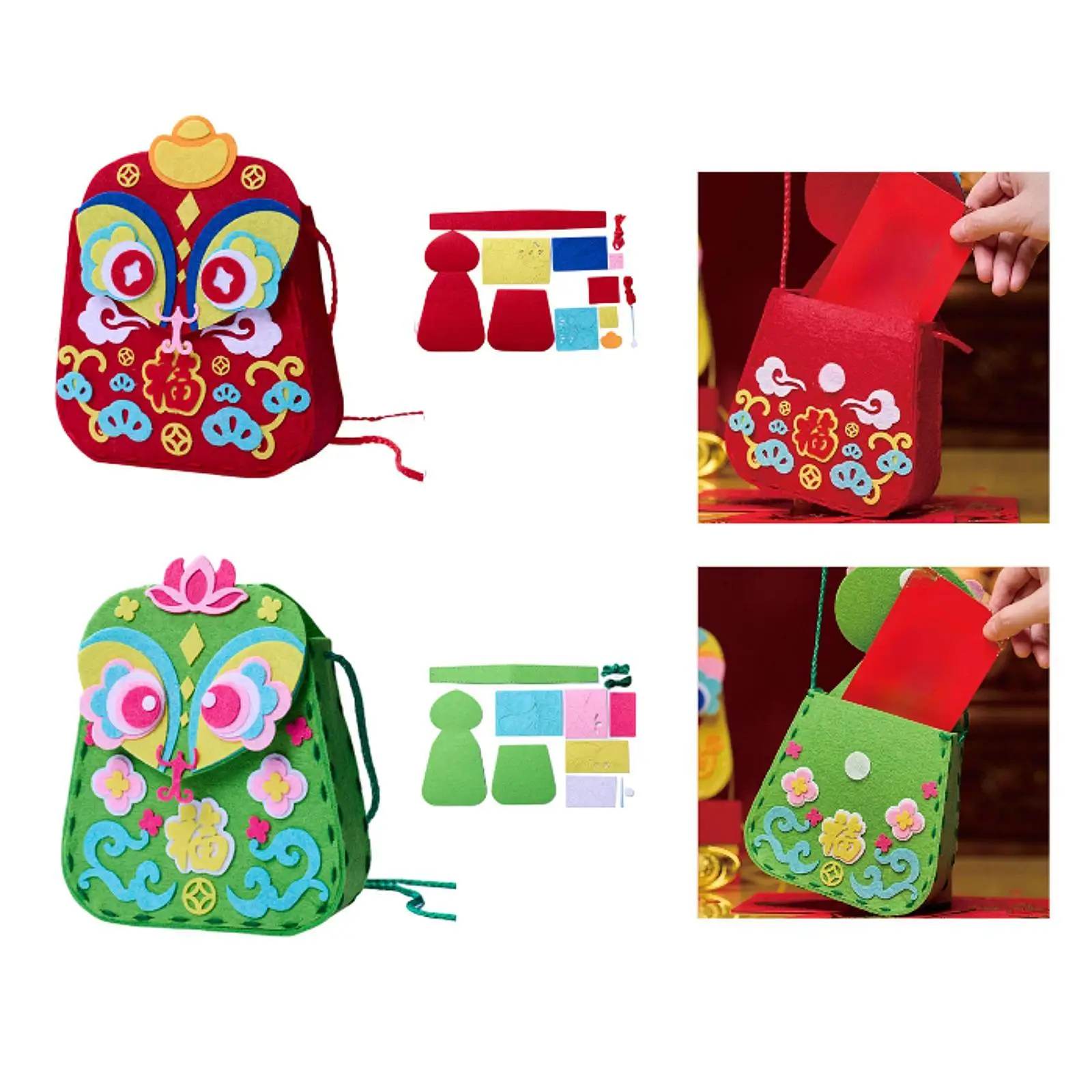 Kit de costura infantil bolsa para fazer suprimentos brinquedos educativos bolsa para carteira infantil