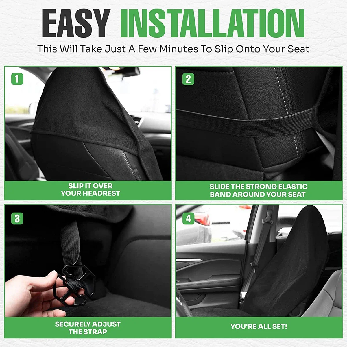 1Pcs Car Seat Cover Universal Auto Breathable Cushion Waterproof Towel Cloth Car Seat Protector with Adjustable Elastic Strap image 6